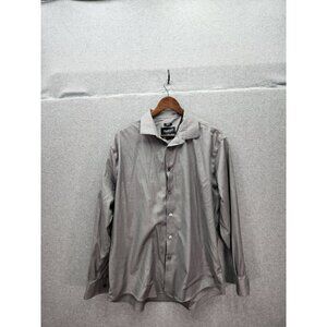 Awearness Kenneth Cole Non-Iron Slim Fit Dress Shirt 17.5 34/35 Gray